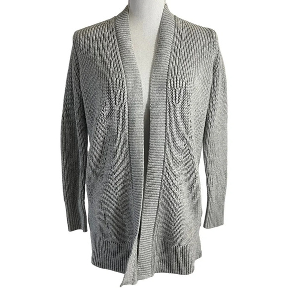 Banana Republic Gray Silver Metallic Cardigan Sweater Small Long Sleeves Pull On - Picture 1 of 6